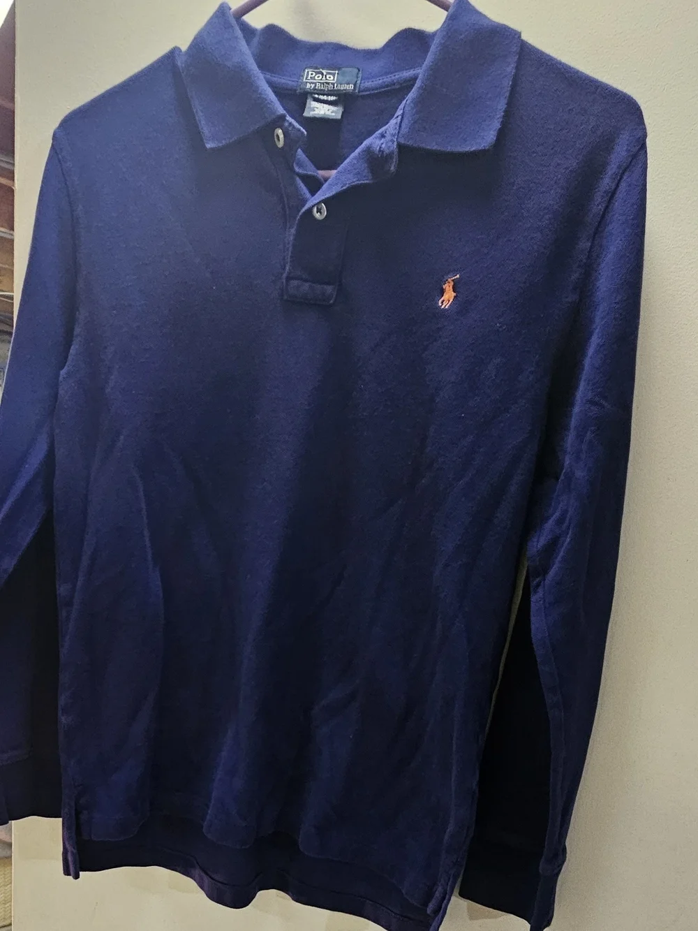 Ralph Lauren Men’s Long-Sleeve Polo - Deep Blue with Orange Logo